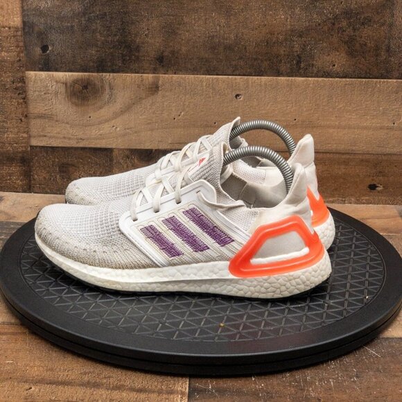 ADIDAS ULTRABOOOST 20 PRIMEKNIT WOMENS ATHLETIC SHOES WHITE PURPLE PINK SIZE 8 - Picture 5 of 9